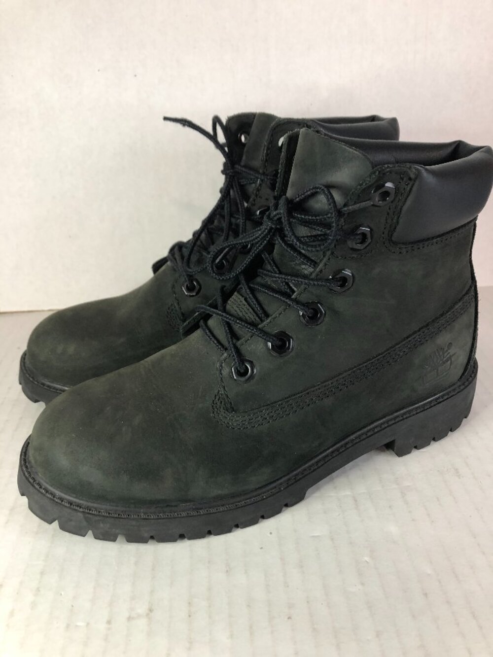 Timberland 12907 Junior 6" Premium Black Boots Size 4.5 Nubuck Boys GS